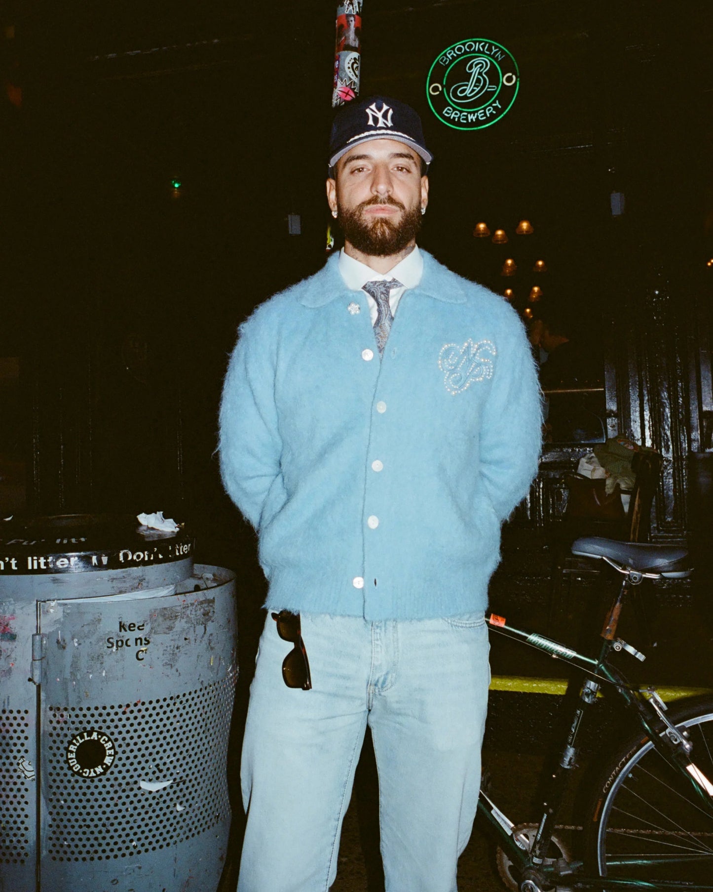 Alpaca Button Up Knit Cardigan Blue