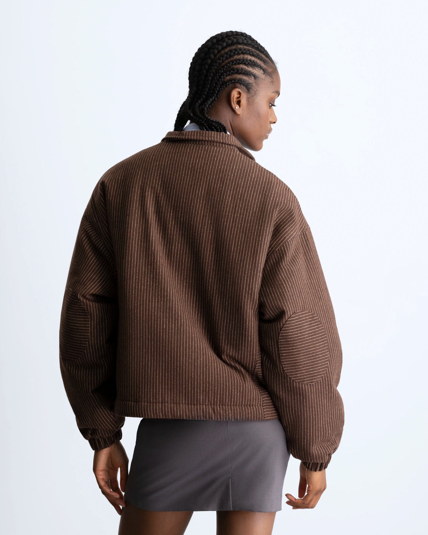 Wool Zip-Up Bomber Jacket Brown