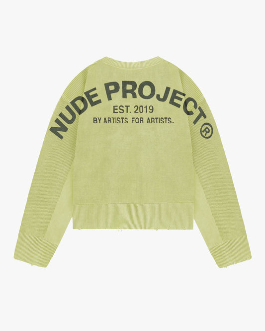 Perfect Cropped Knit Sweater Lime