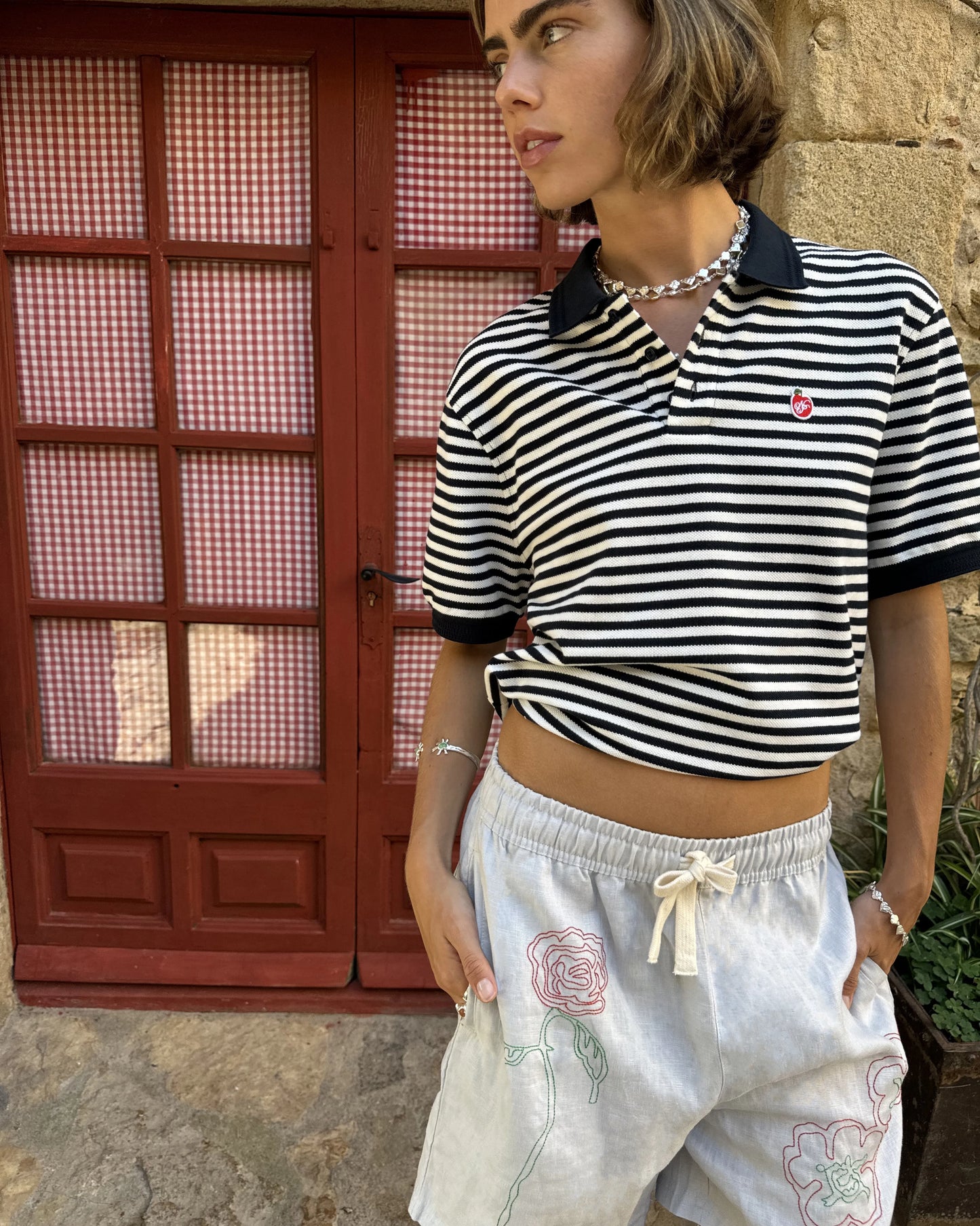 Apple Crew Stripes Polo Black