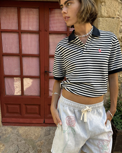 Apple Crew Stripes Polo Black