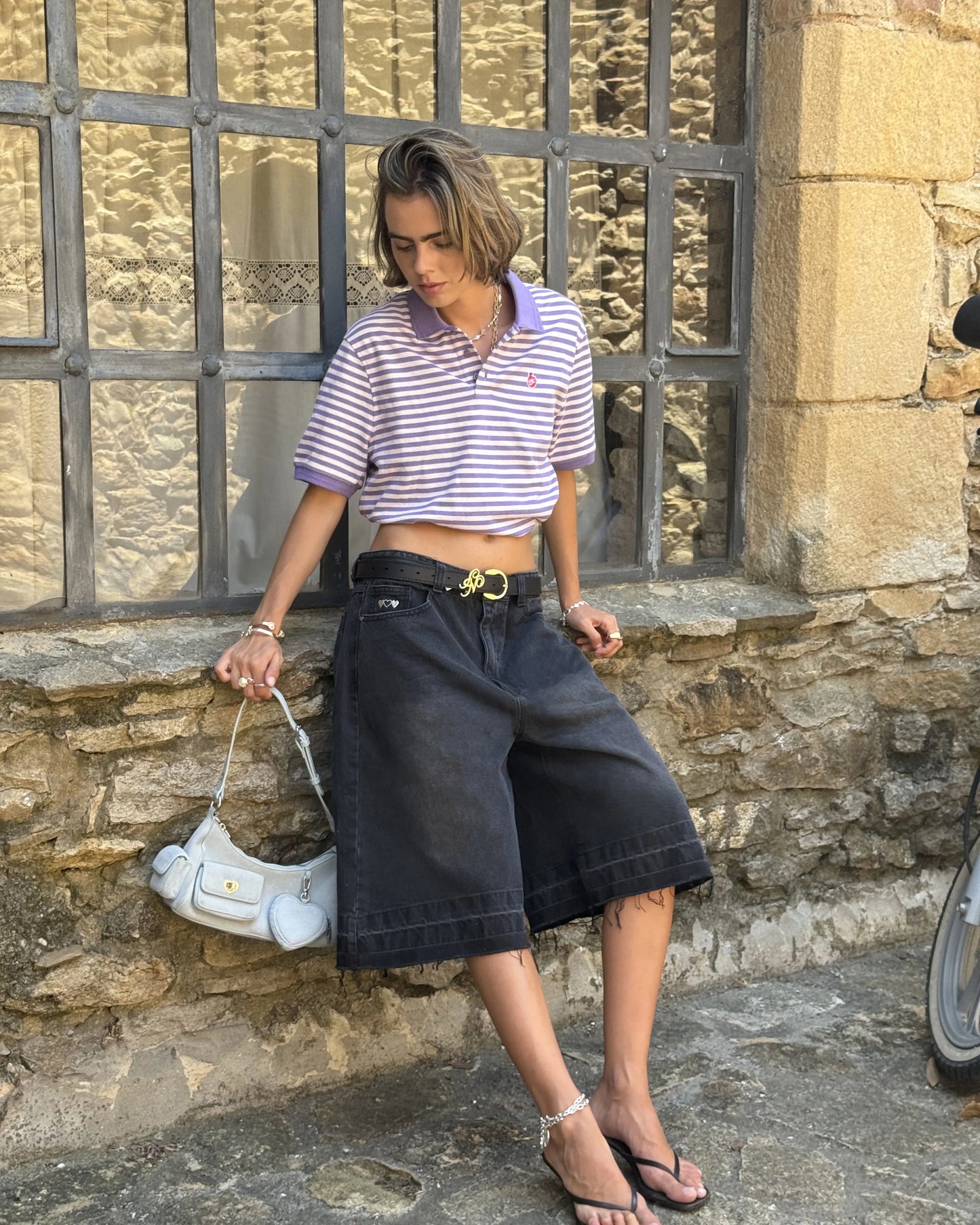 Apple Crew Stripes Polo Purple