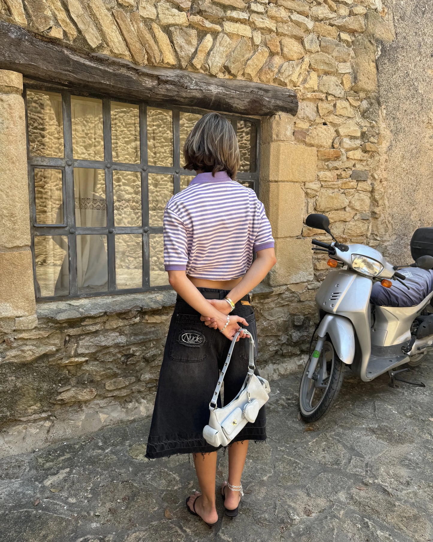 Apple Crew Stripes Polo Purple