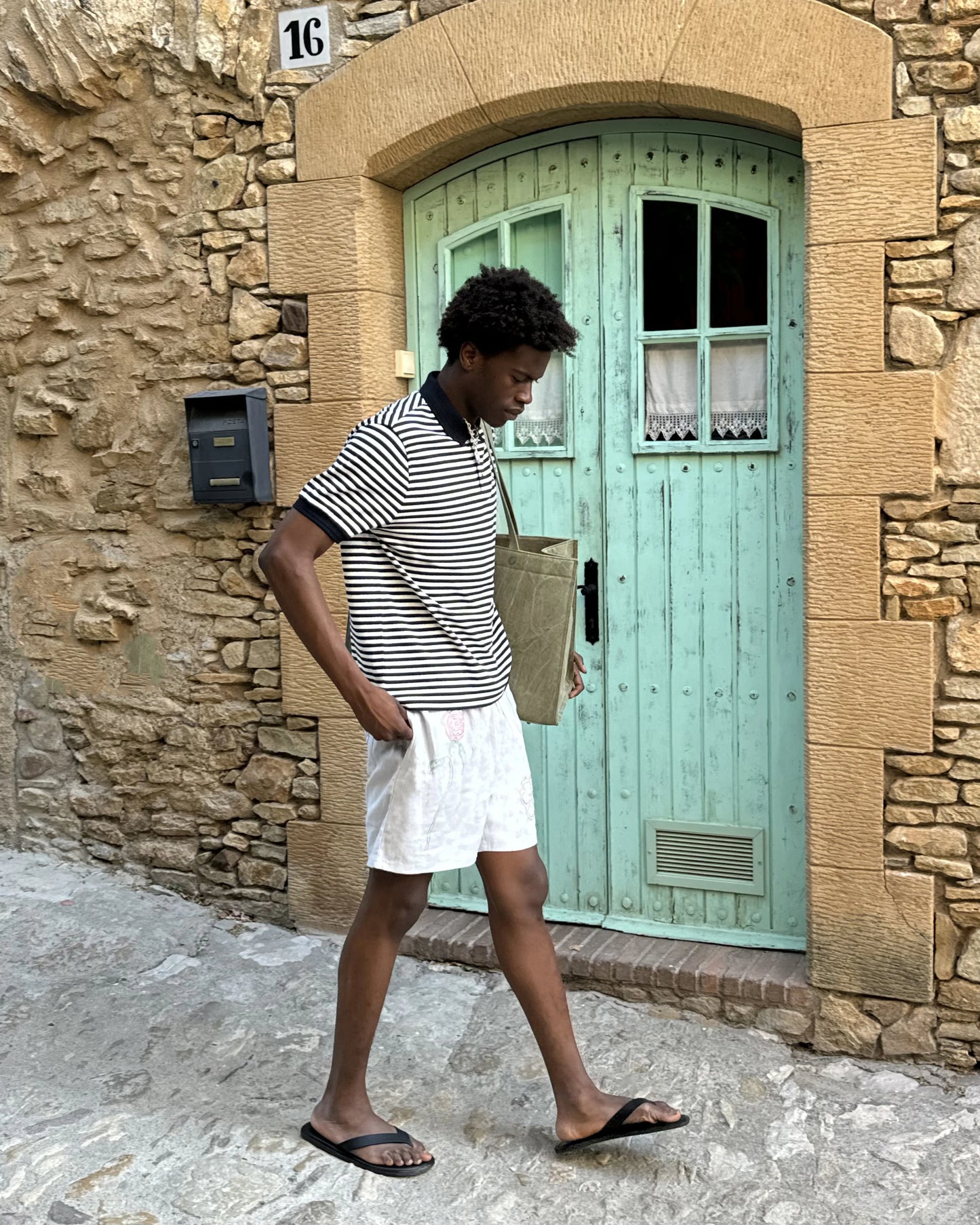 Apple Crew Stripes Polo Black