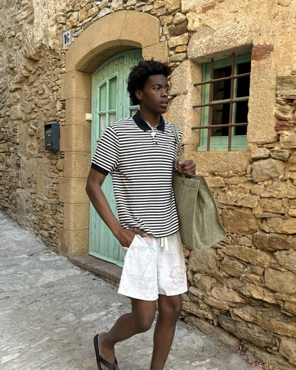 Apple Crew Stripes Polo Black