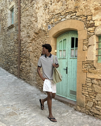 Apple Crew Stripes Polo Black