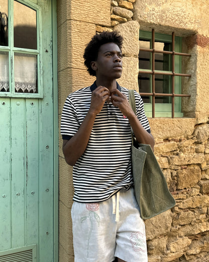 Apple Crew Stripes Polo Black