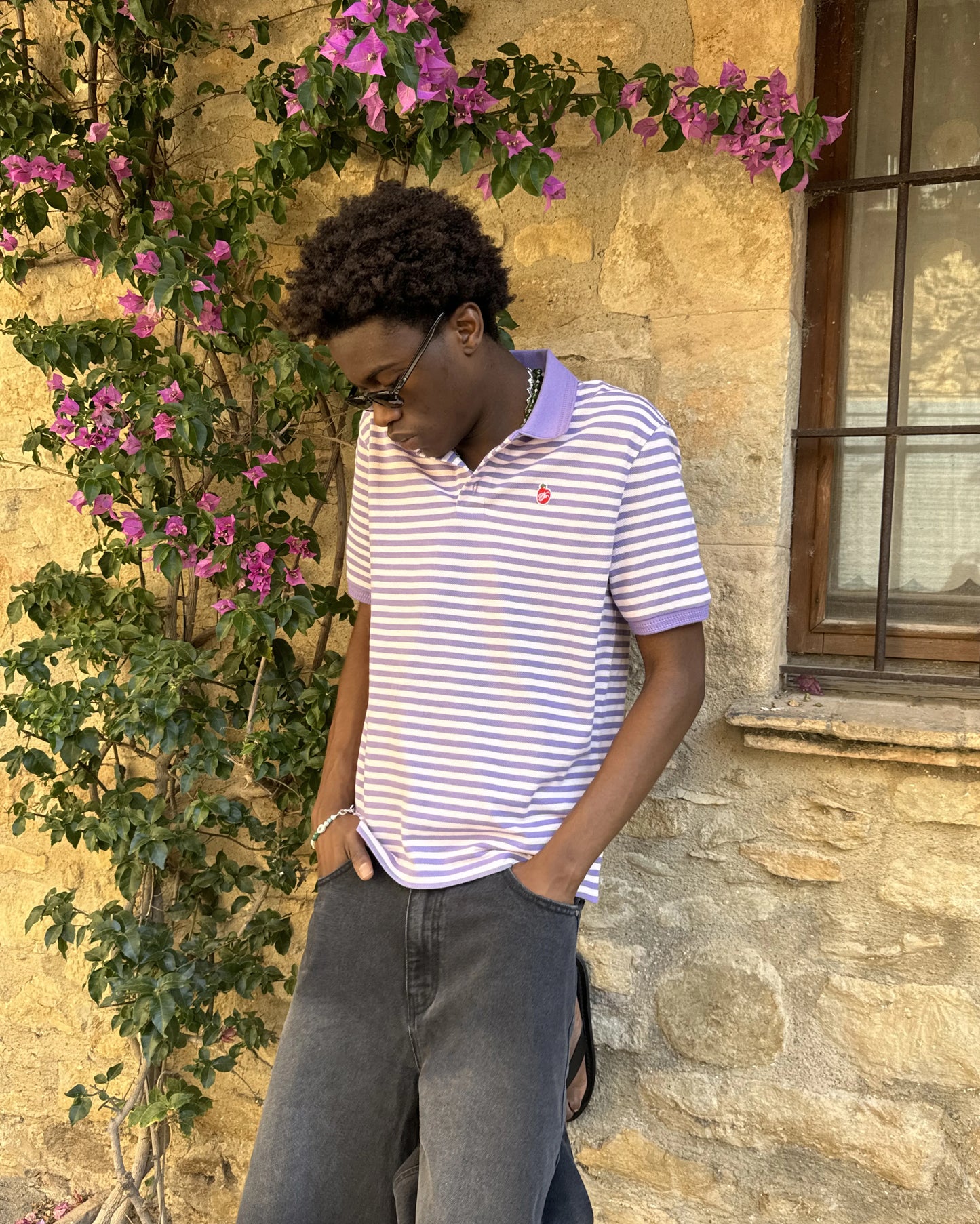 Apple Crew Stripes Polo Purple