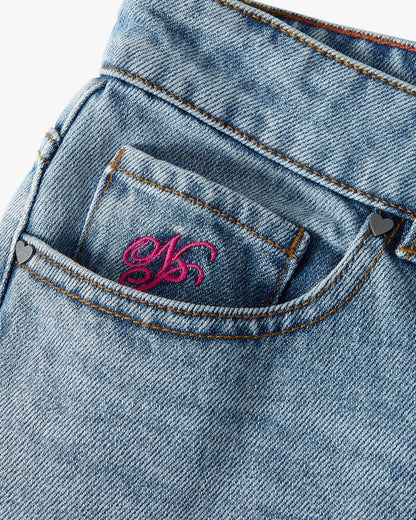 Flowers Denim Shorts