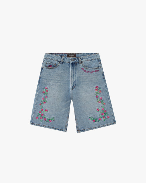 Flowers Denim Shorts