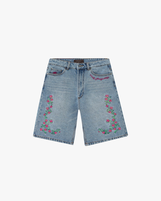 Flowers Denim Shorts