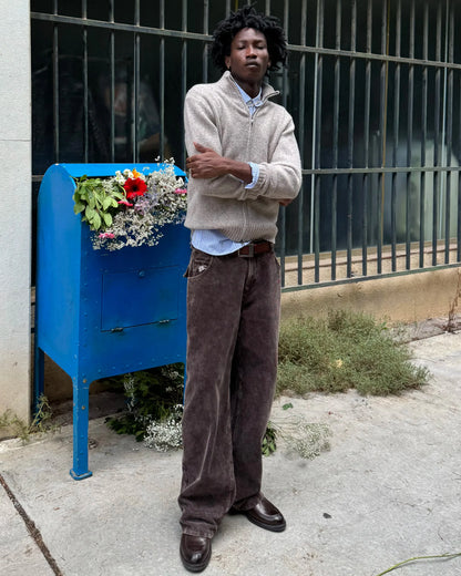 Sweet Zip-up Knit Beige