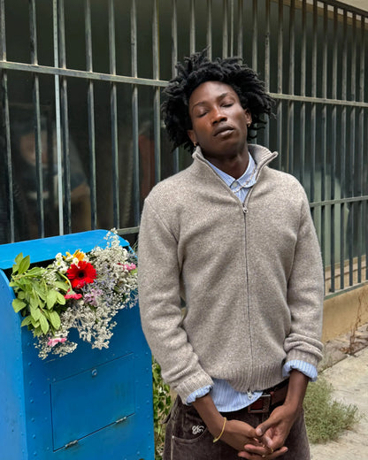 Sweet Zip-up Knit Beige