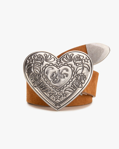 Heart Leather Belt Brown