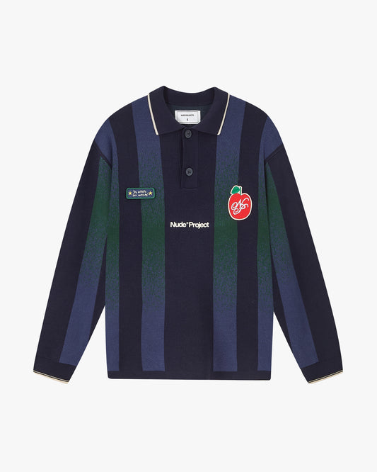 Vizcaya Football Polo Knit Navy Blue