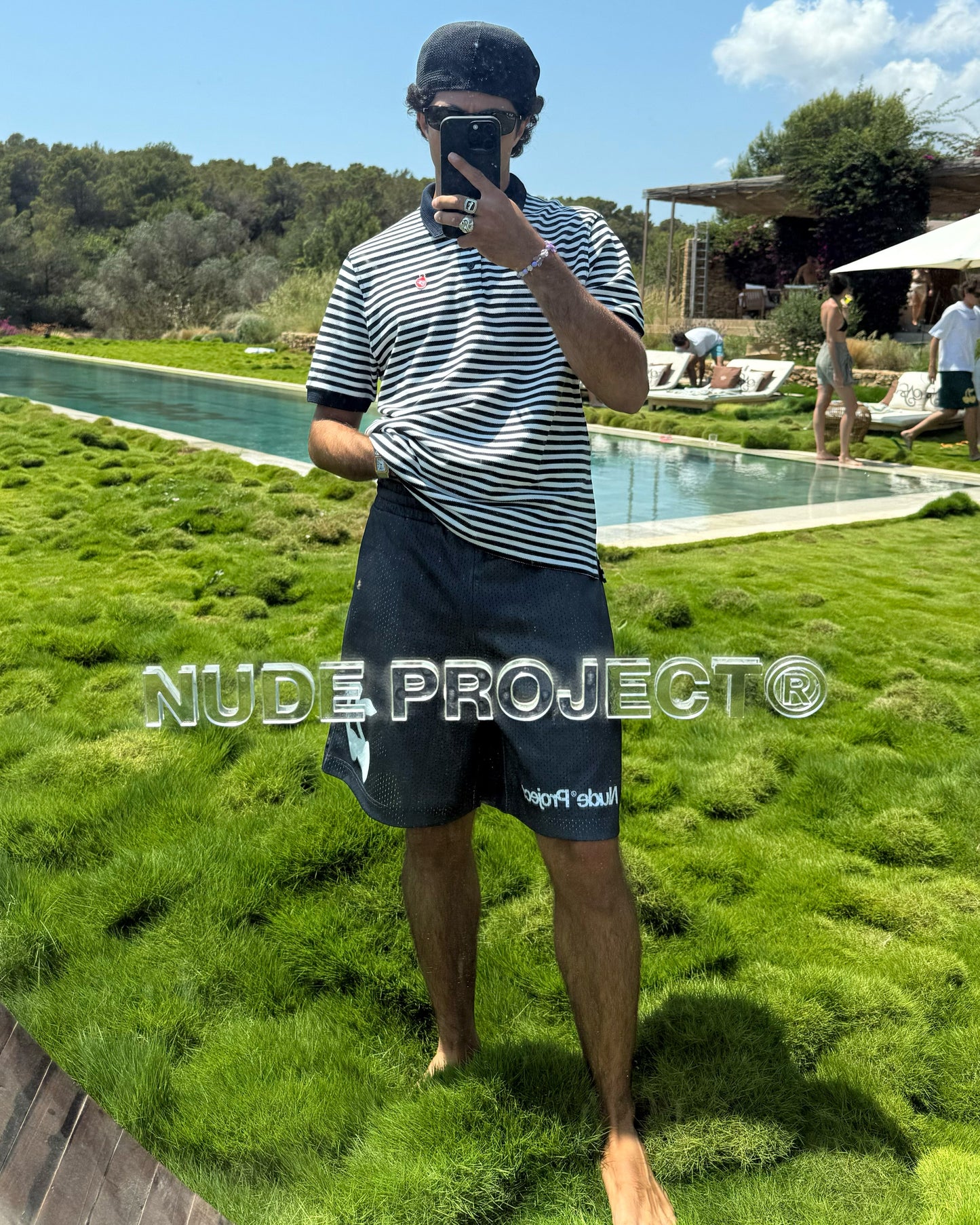 Apple Crew Stripes Polo Black