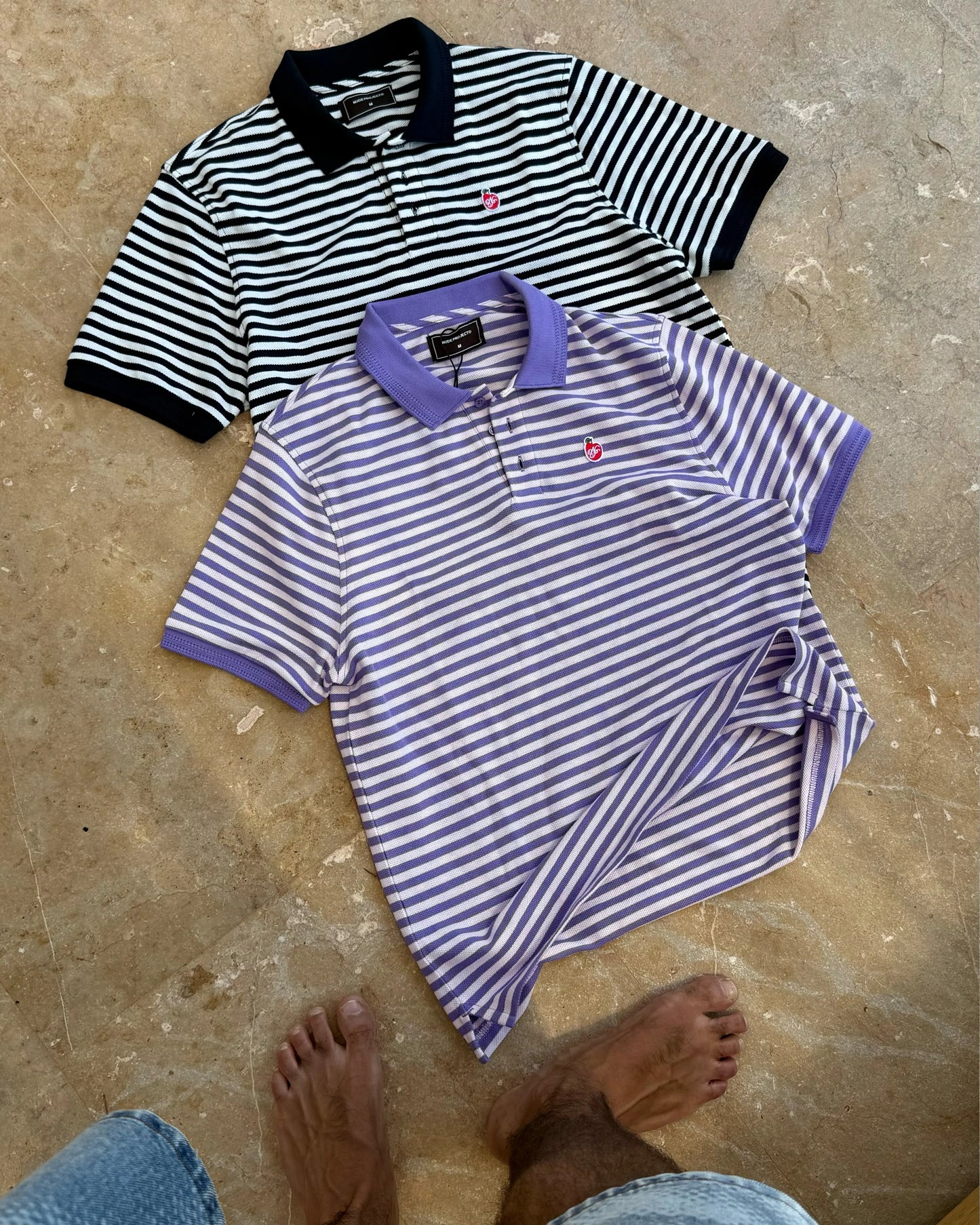 Apple Crew Stripes Polo Purple