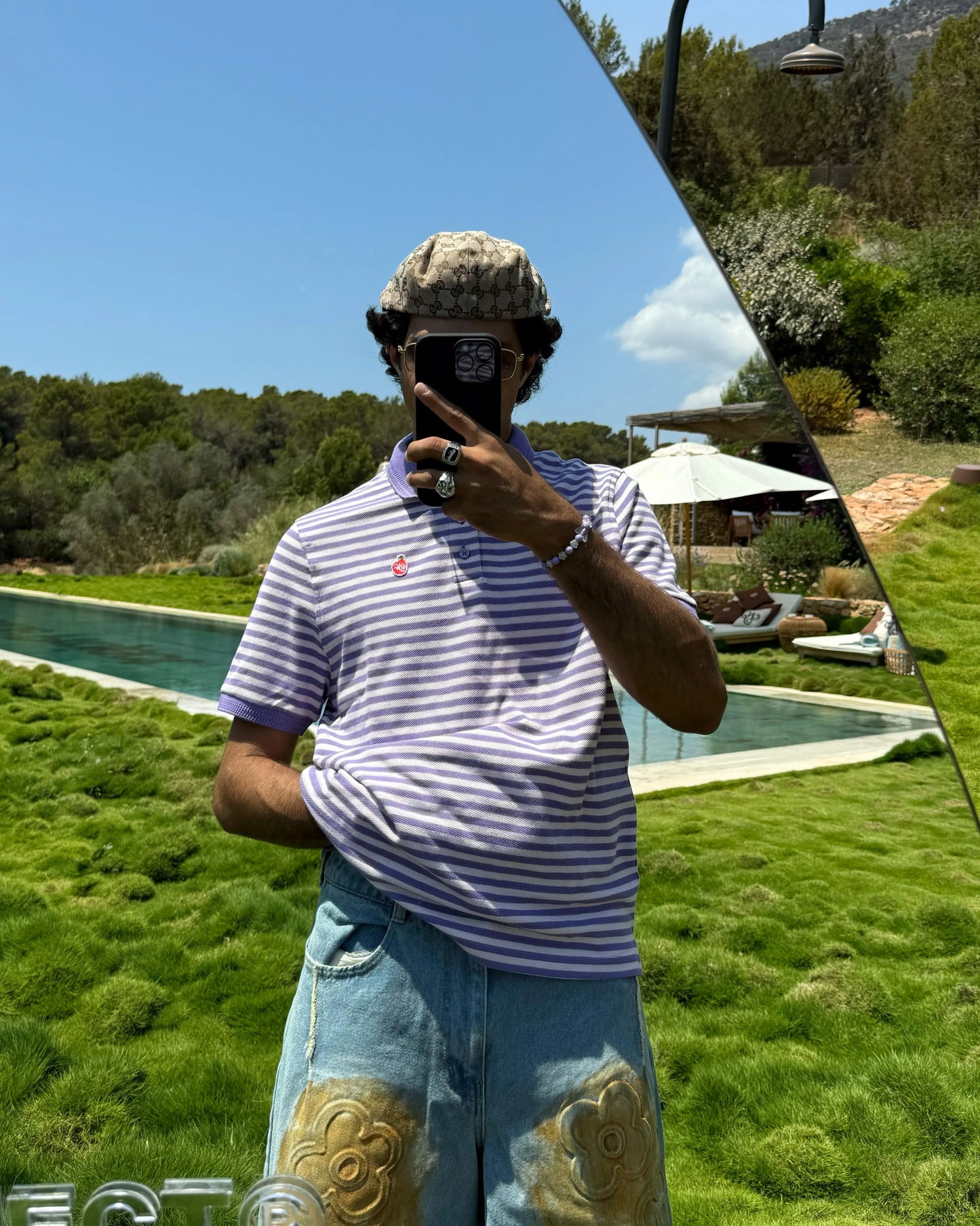 Apple Crew Stripes Polo Purple