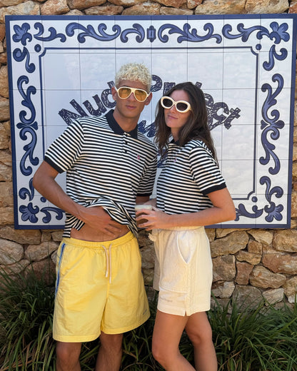 Apple Crew Stripes Polo Black