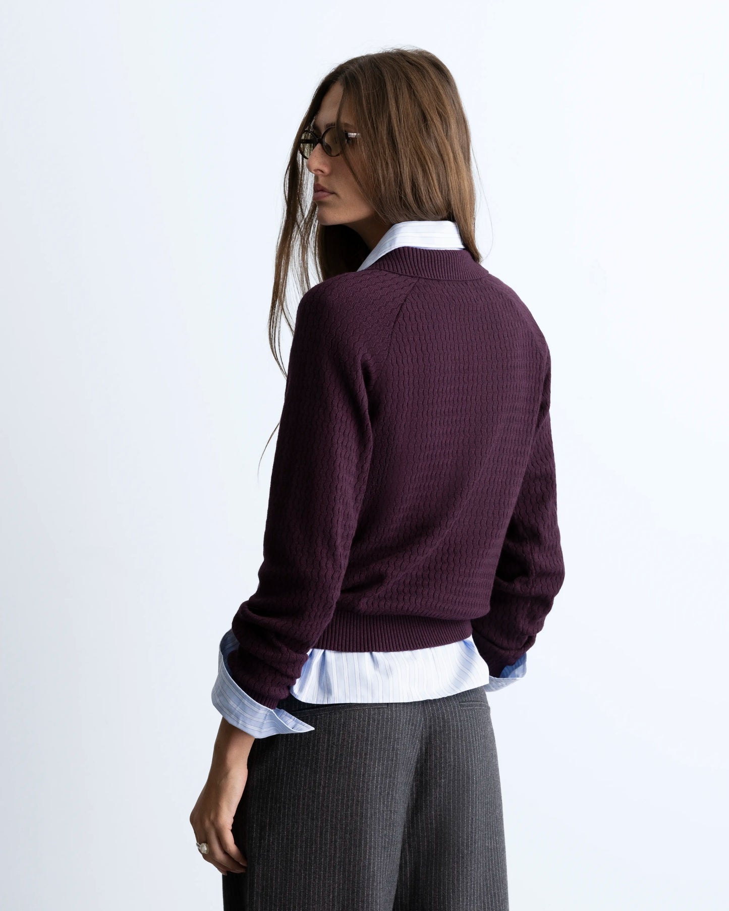 Elegant Knit Polo Burgundy