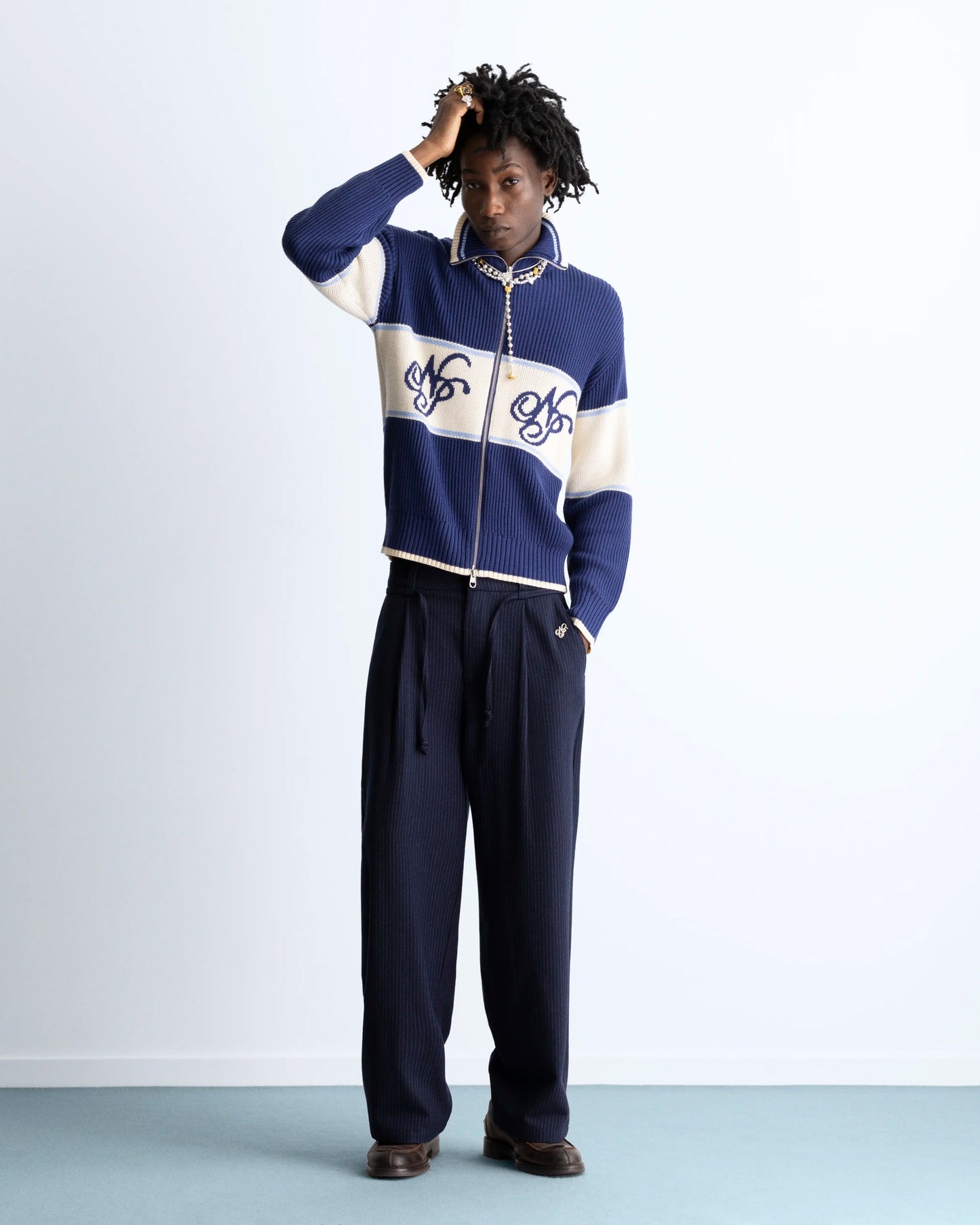 Voyage Zip-Up Knit Blue