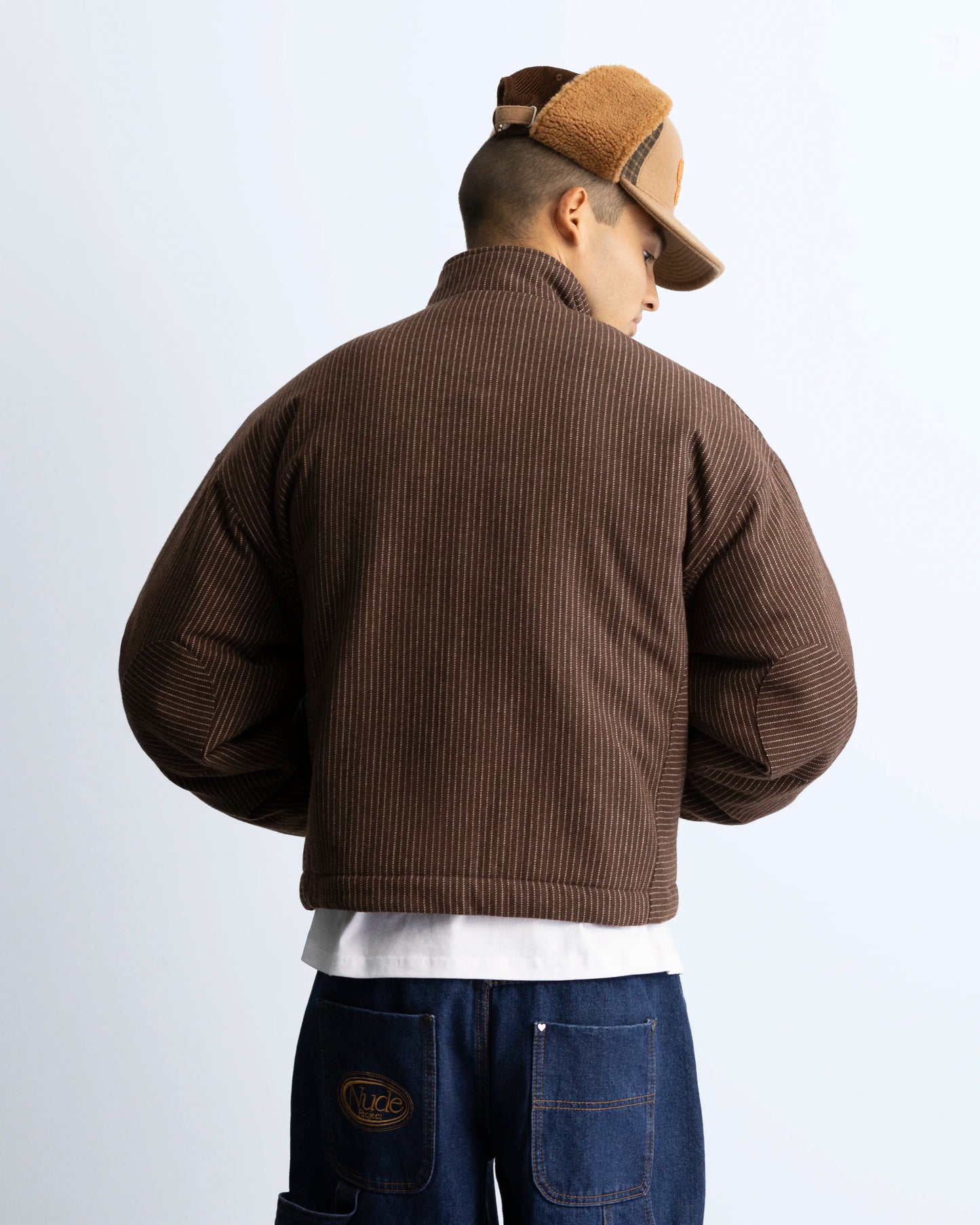 Wool Zip-Up Bomber Jacket Brown