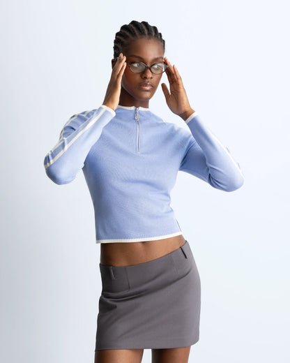 Suave Quarter-Zip Knit Blue