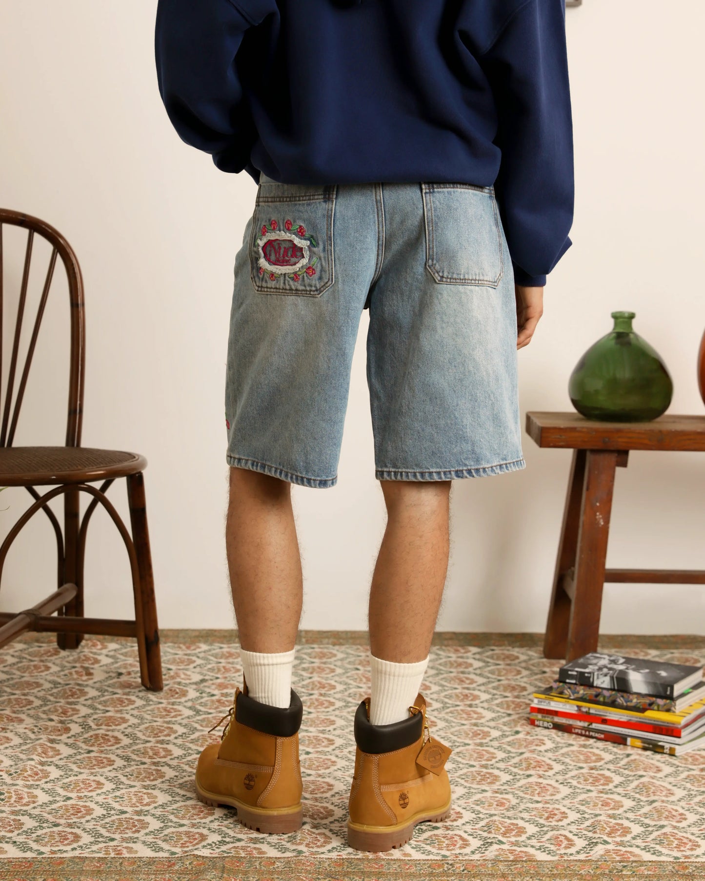 Flowers Denim Shorts