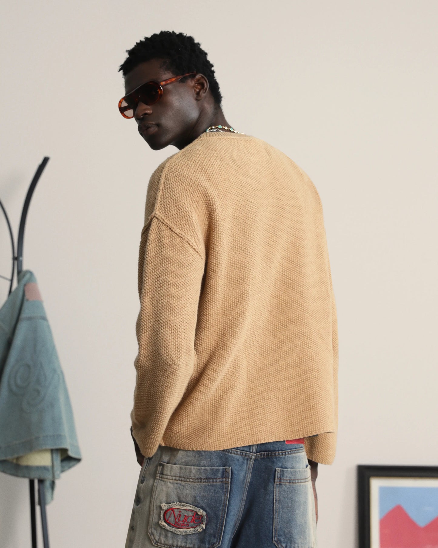 Reversed Seams Knit Brown