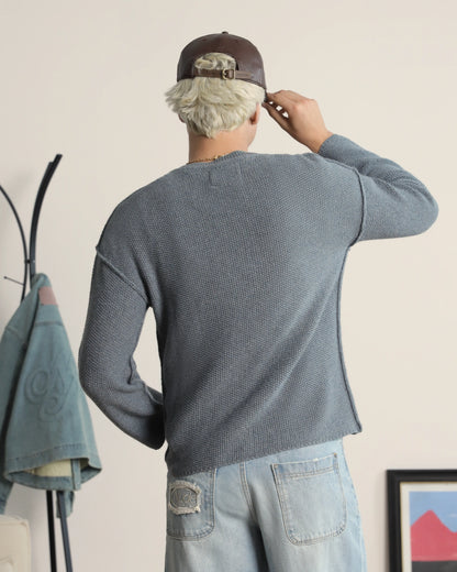 Reversed Seams Knit Blue