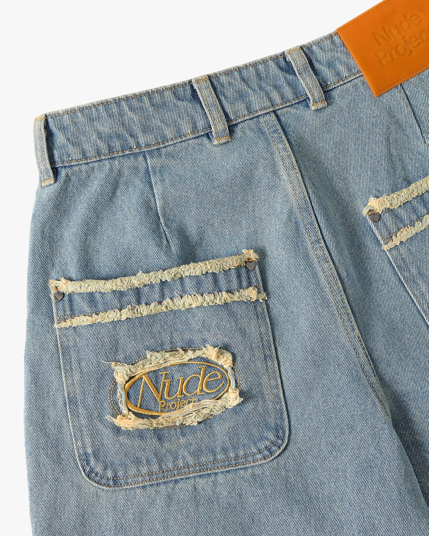 Old Baggy Denim Shorts Flower