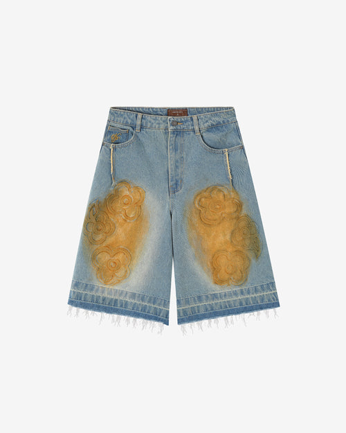 Old Baggy Denim Shorts Flower