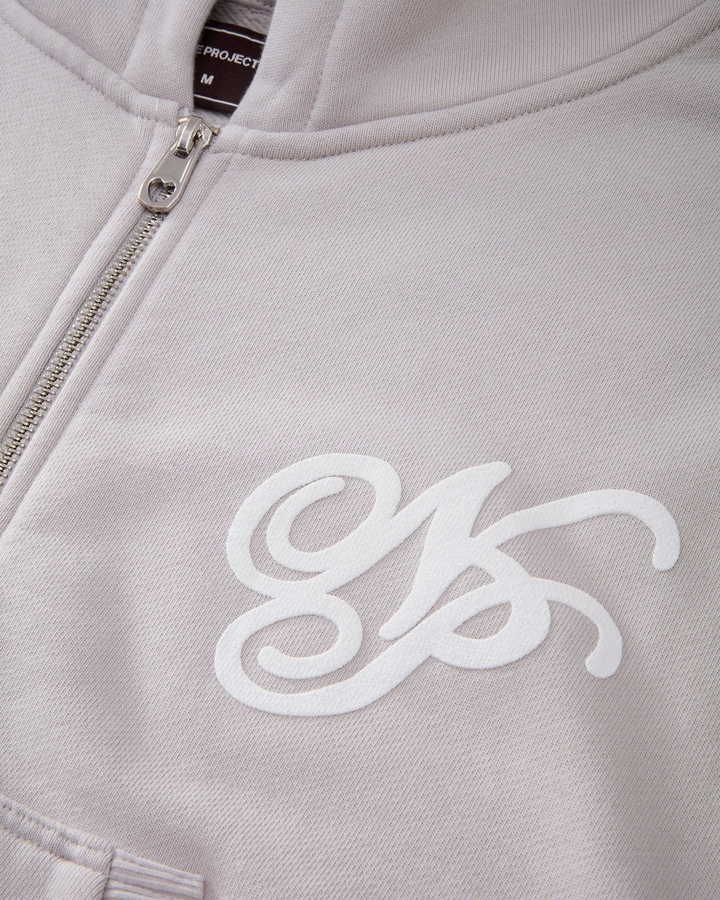 Puffy Zip-Up Boxy Hoodie Grey