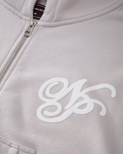 Puffy Zip-Up Boxy Hoodie Grey