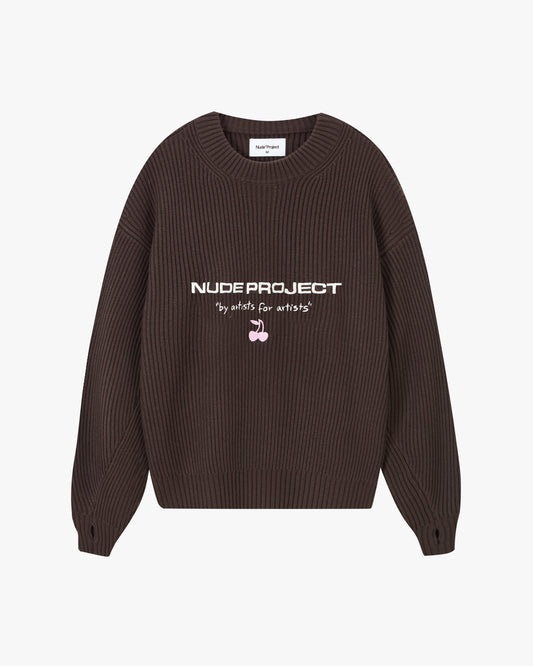 Wavy Knit Sweater Brown