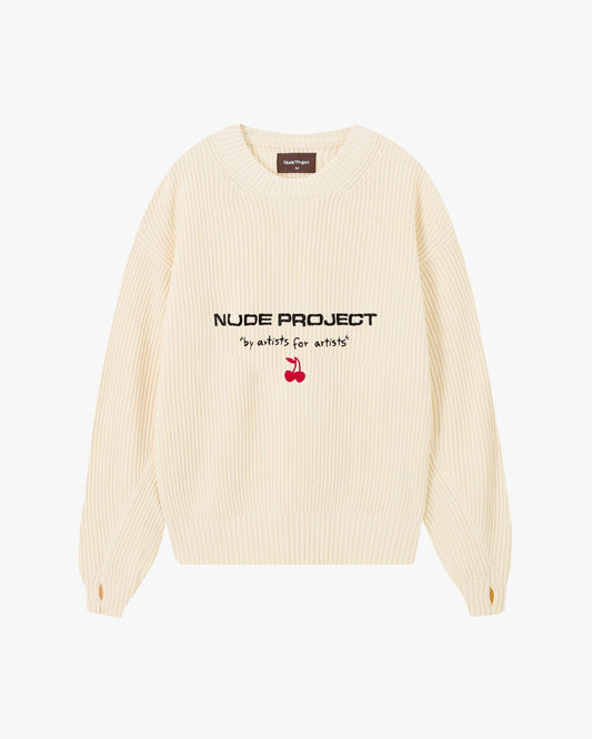 Wavy Knit Sweater Off-White