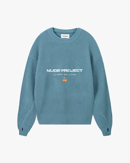 Wavy Knit Sweater Blue