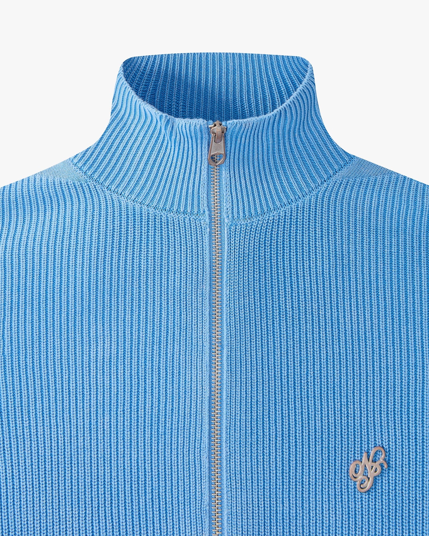 Shady Zip-Up Knit Cardigan Blue