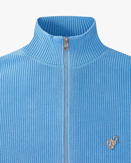 Shady Zip-Up Knit Cardigan Blue