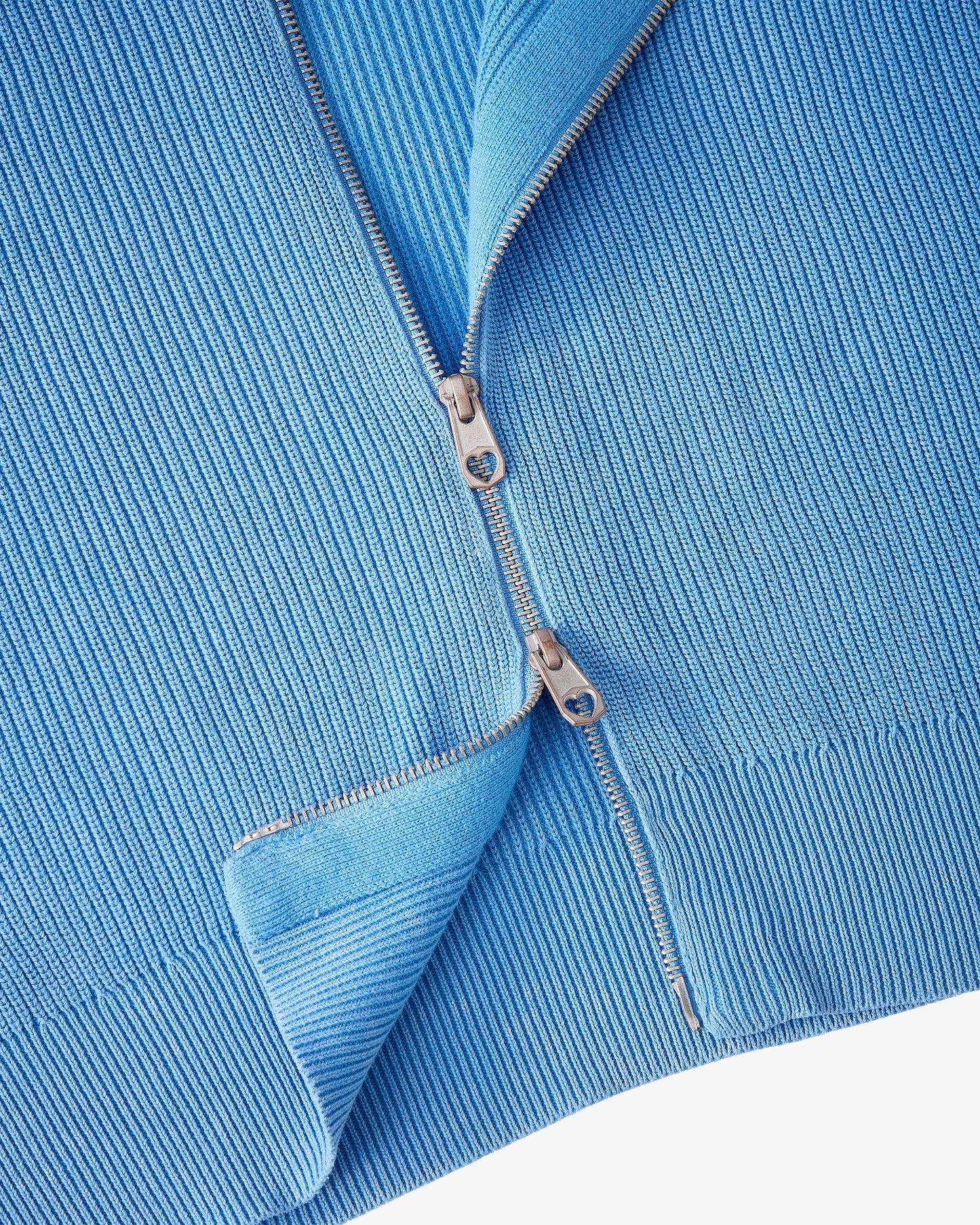 Shady Zip-Up Knit Cardigan Blue