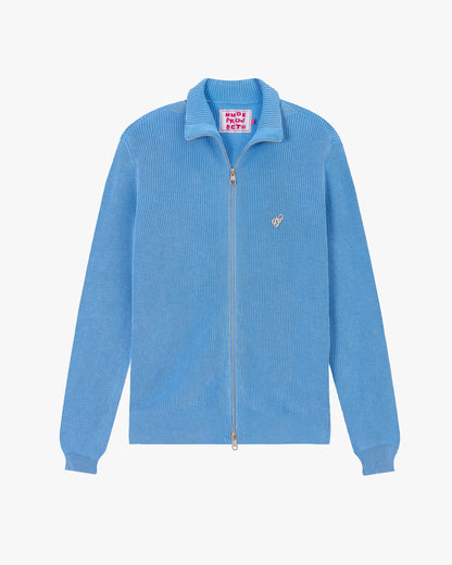 Shady Zip-Up Knit Cardigan Blue