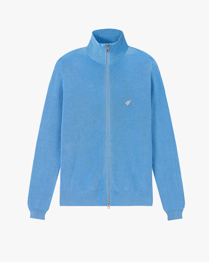 Shady Zip-Up Knit Cardigan Blue