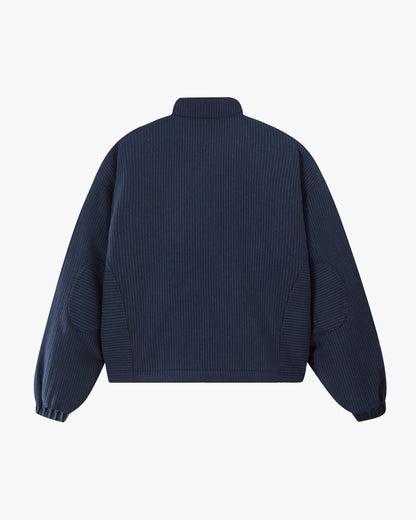 Wool Zip-Up Bomber Jacket Navy