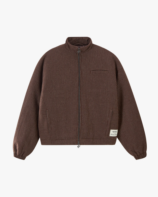 Wool Zip-Up Bomber Jacket Brown